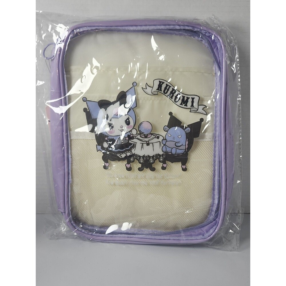 Sanrio Kuromi Purple Cream Plastic Makeup Bag with Zipper